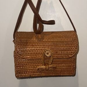 Antik Kraft Tan Rattan Woven Crossbody Bag